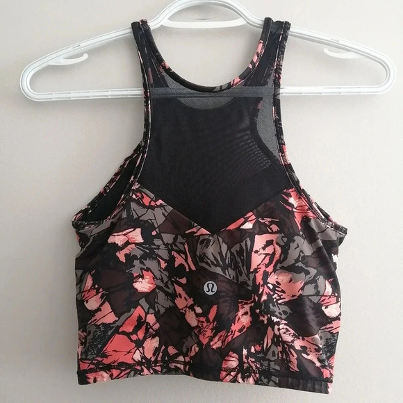 Lululemon Get It Om Longline Sports Bra Mini Paint Storm Red Black 4 - Picture 4 of 14
